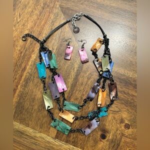 Multicolor Statement Necklace and Earring Set